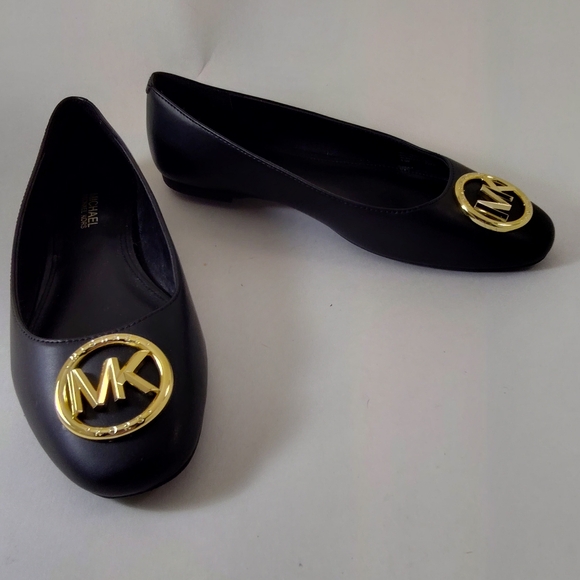 Michael Kors Ballet Flats Size 5.5 New Black/Gold Designer - Picture 2 of 7